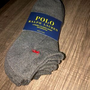 Ralph Lauren polo socks grey red horse purple tag 6 pairs
